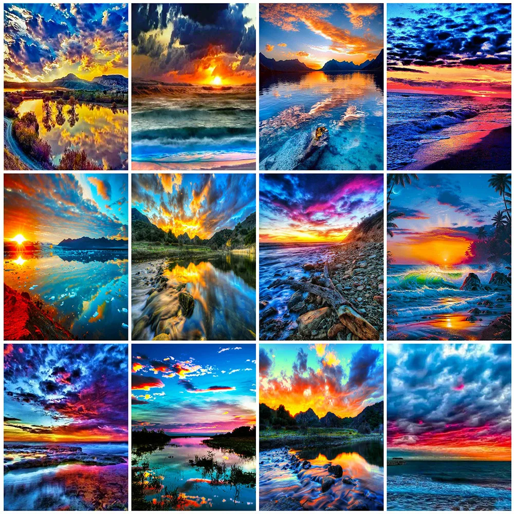 

Evershine 5D DIY Алмазная вышивка Приморский полная площадь Алмазная мозаика закат солнца пейзаж вышивка крестиком украшения для дома