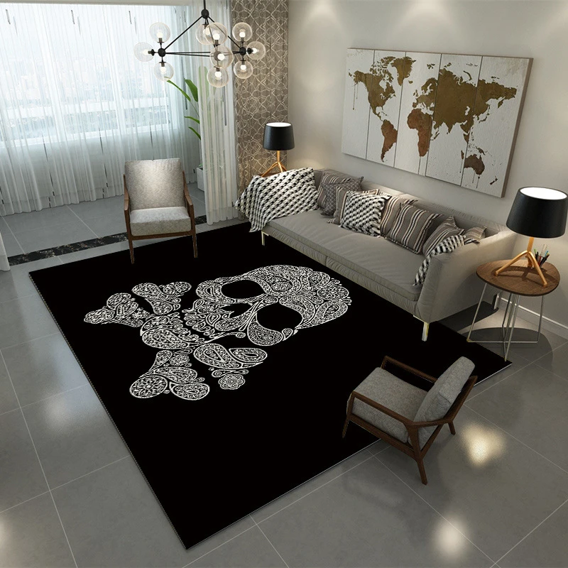 

Eovna 3D Printed Pirate Skull Rug Anti-slip Carpet for Living Room Home Indoor Printed Decoration Area Rugs Bedroom Sofa