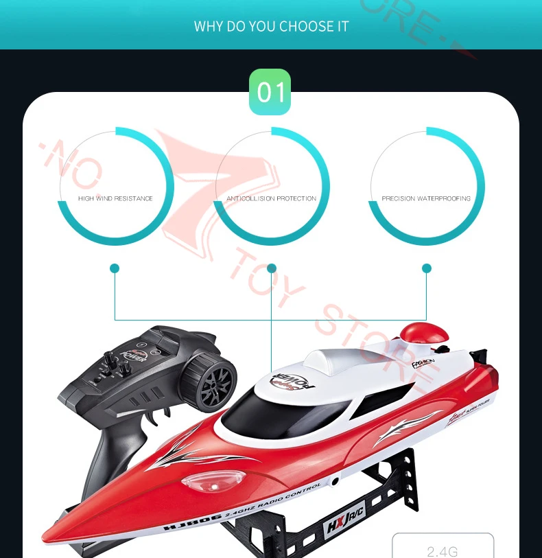 HJ806 Electric RC Boat 35KM/H High Speed Radio Remote Controlled Speedboat Racing Ship Steerable Boats Toy VS Feilun FT012 FT011