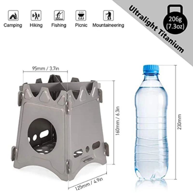 

Camping Stove Portable Folding Stainless Steel Stove Wood Burning Stove Lightweight,Compact,Durable for Outdoor Picnic