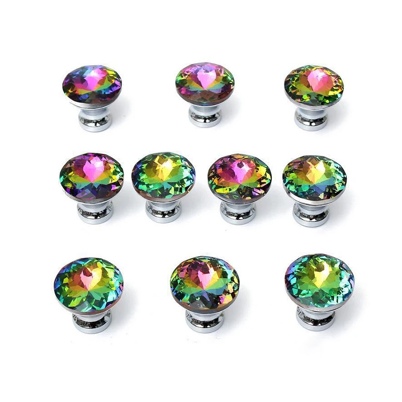 Разноцветные Хрустальные стеклянные ручки ромбовидной формы для шкафа ящика