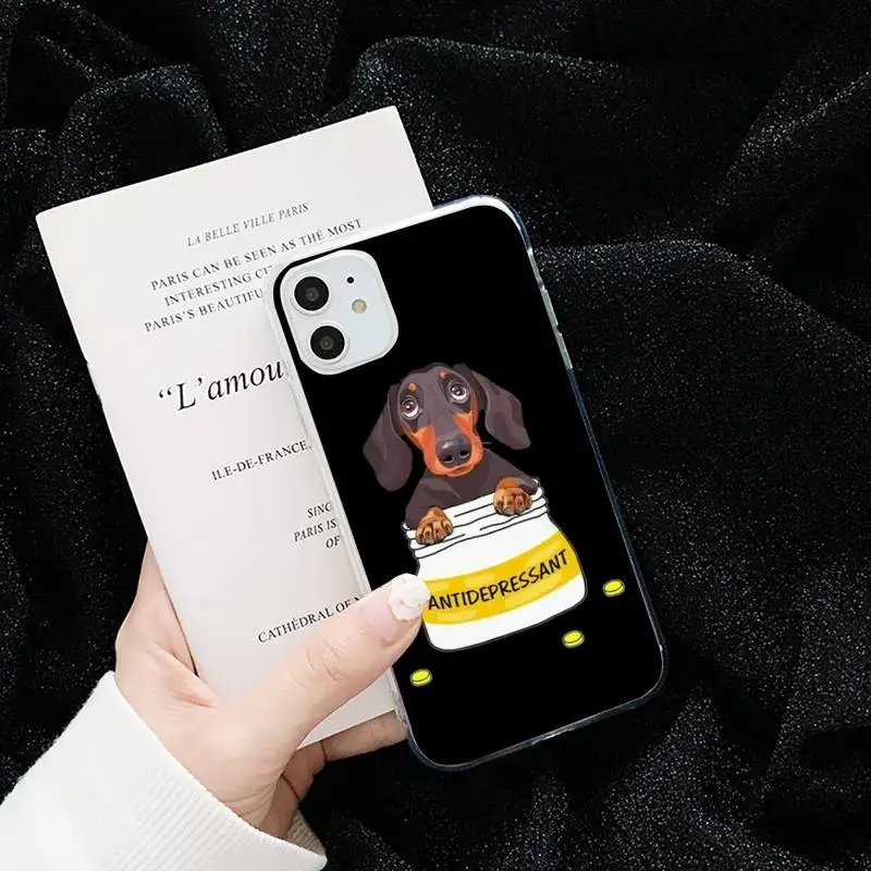 

Dachshund dog animal cute Phone Case Transparent for iPhone 6 7 8 11 12 s mini pro X XS XR MAX Plus cover funda shell