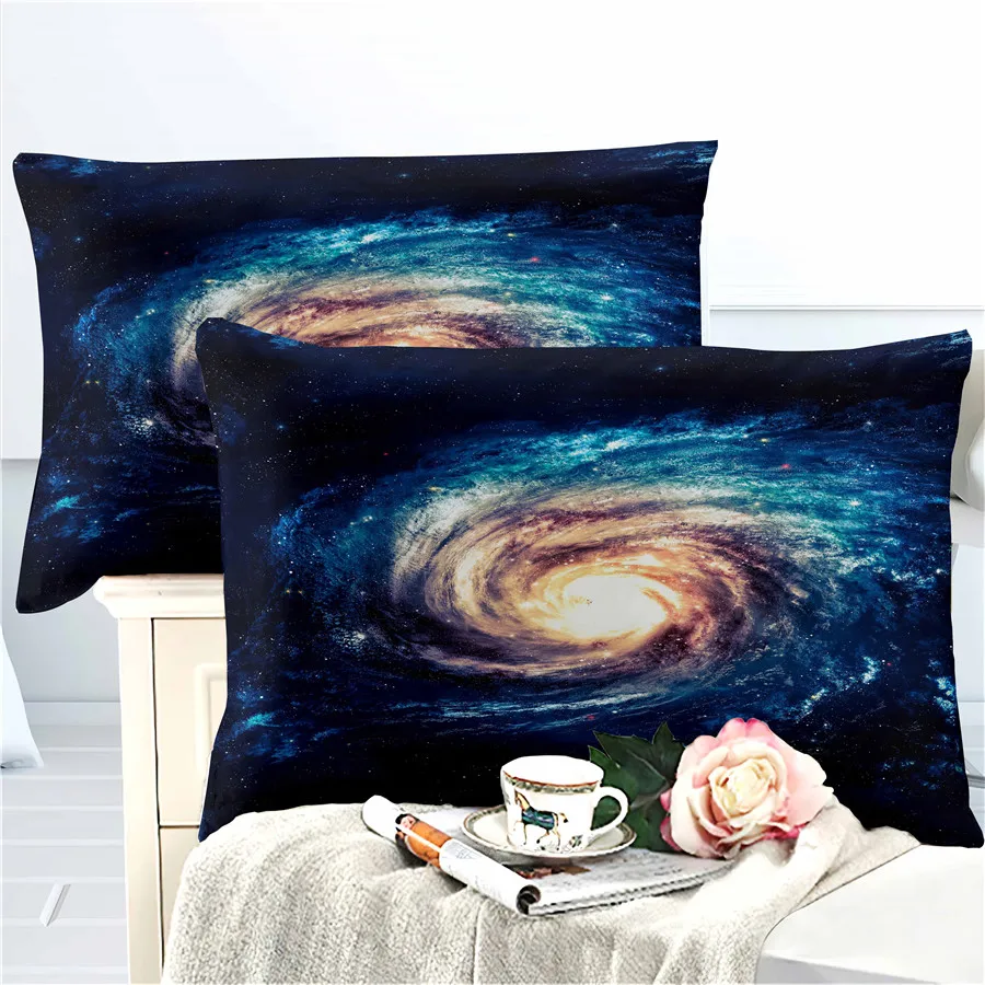 

HELENGILI 3D Bedding Set Starry Sky Galaxy Print Duvet Cover Set Bedcloth with Pillowcase Bed Set Home Textiles #YH-64