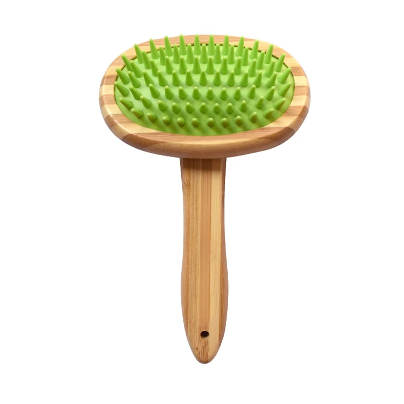 

Новинка, удобная Силиконовая искусственная щетка, деревянная ручка, щетка для ухода за шерстью собак и кошек, инструмент для чистки домашни...