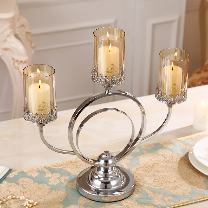 

Modern Metal Glass Large Candle Holder Gold Transparent Rotary Spinning Wedding Glass Centerpiece Candeliere Home Decor Eg50zt