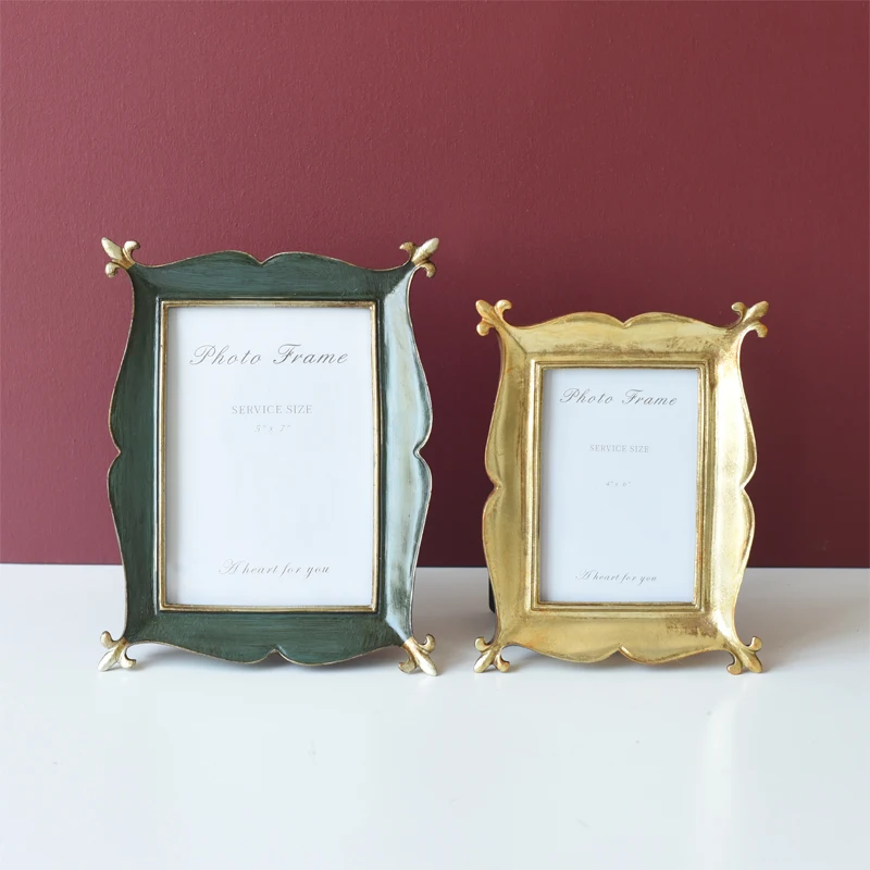 

Luxury Vintage Resin Photo Frame Gold Square Nordic Desk Photo Frames Picture Wall Cadre Photo Mural Home Decor BK50SK