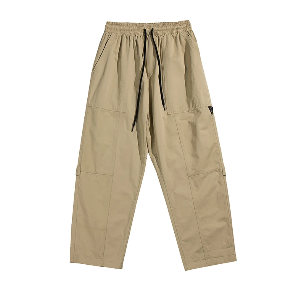 

2021 summer men's khaki pants straight large size 5XL wide-leg cotton black overalls men's spring and autumn harem pants