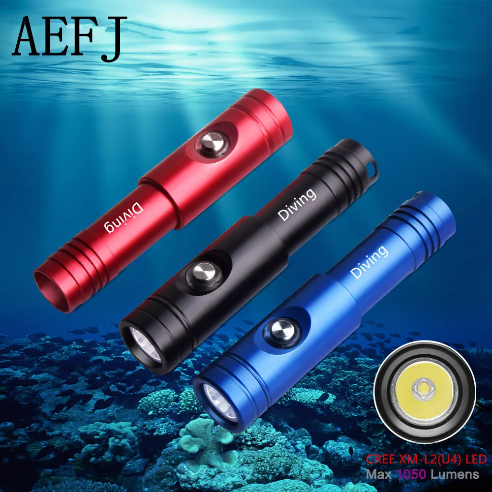 

Водонепроницаемая подводная мини-вспышка XM-L2 для дайвинга, 100 м, светодиодный фонарь светильник для кемпинга, фонарик с батареей 18650