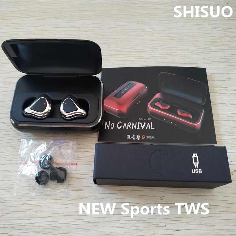 SHISUO наушники вкладыши TWS Bluetooth 5 0 Наушники Беспроводной IPX7 с защитой от пота мини