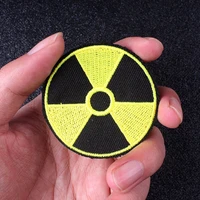 chernobyl nuclear dangerous sign radioactive patch embroidery sewing yellow green iron on patch for clothes applique diy fabric