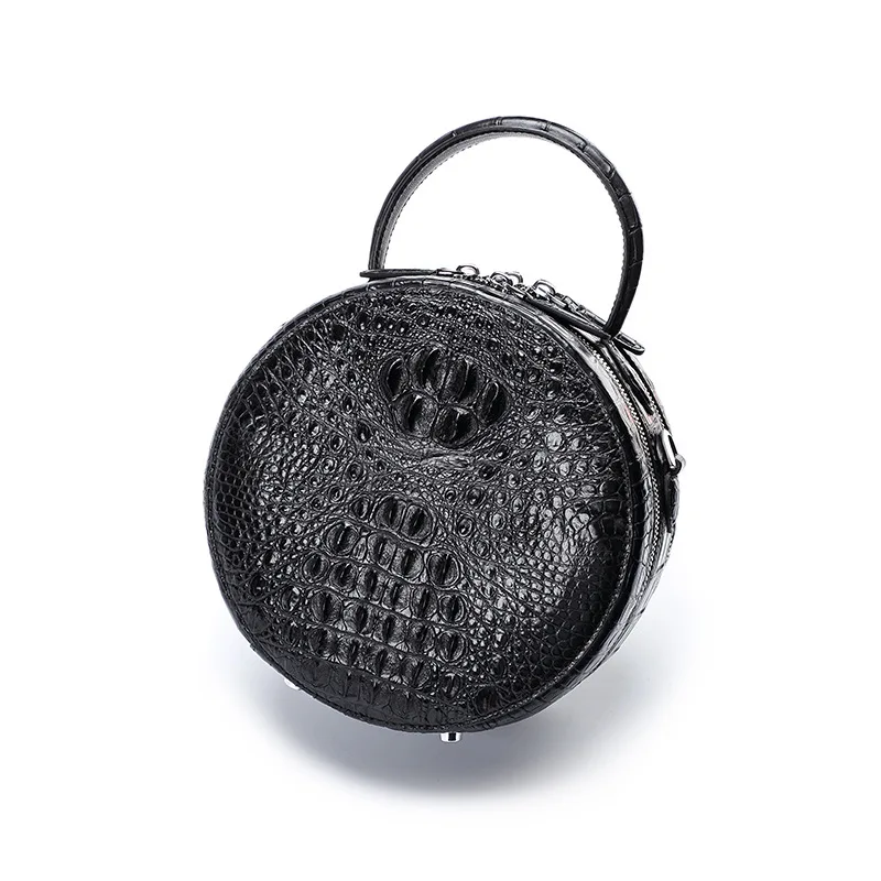 Женский маленький круглый кошелек из натуральной крокодиловой кожи|Сумки с