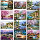 Алмазная 5D картина RUOPOTY с изображением озера, вышивка крестиком, мозаика для сада, картина из бисера, ручная вышивка, искусство, подарок для дома
