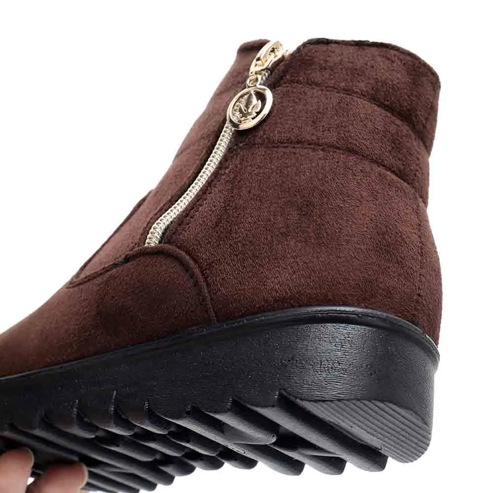 Популярные Зимние Теплые ботильоны SAGACE на каблуке для женщин среднего возраста