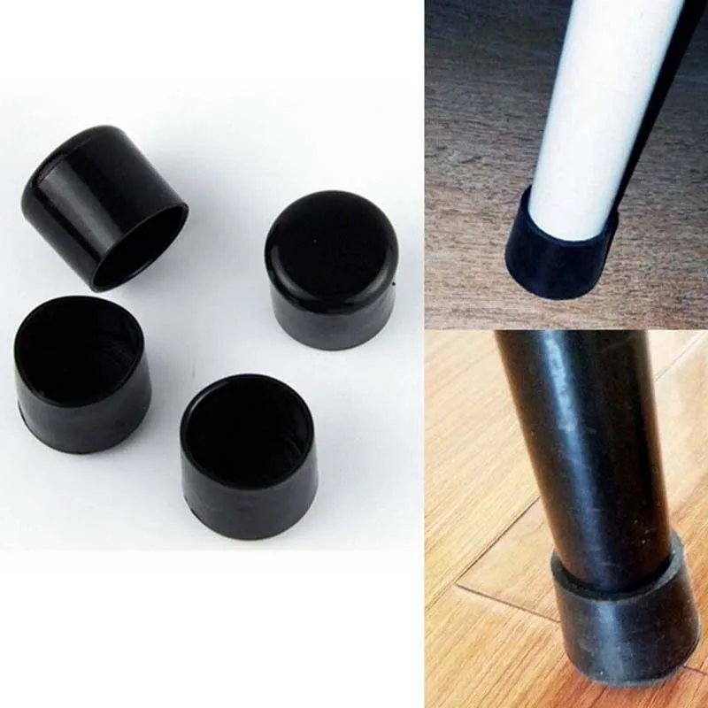 

Furniture Table Covers Black 22mm Chair Leg Caps PVC Plastic Feet Protector Pads Round Bottom 4pcs/set