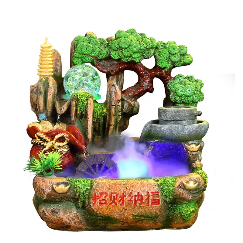 220V Feng Shui скала фонтан комнатная столешница водопад фонтаны рабочем столе Lucky