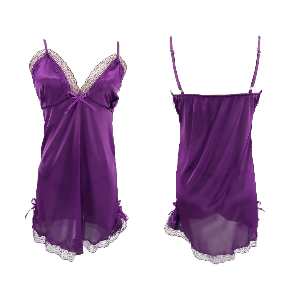 Атласная ночная рубашка с глубоким v-образным вырезом шелковое нижнее белье без