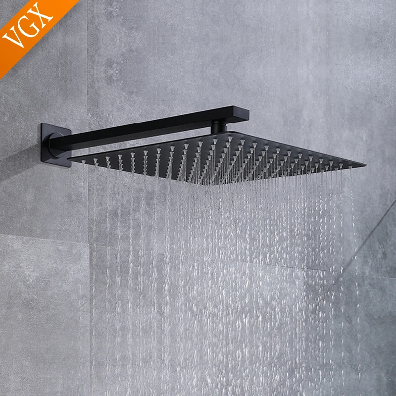 

VGX Concealed Shower Set Mixer 10-Inch Top Spray Head with Handheld Bathroom Rainfall Kit Brass Square Matt Black S1003B