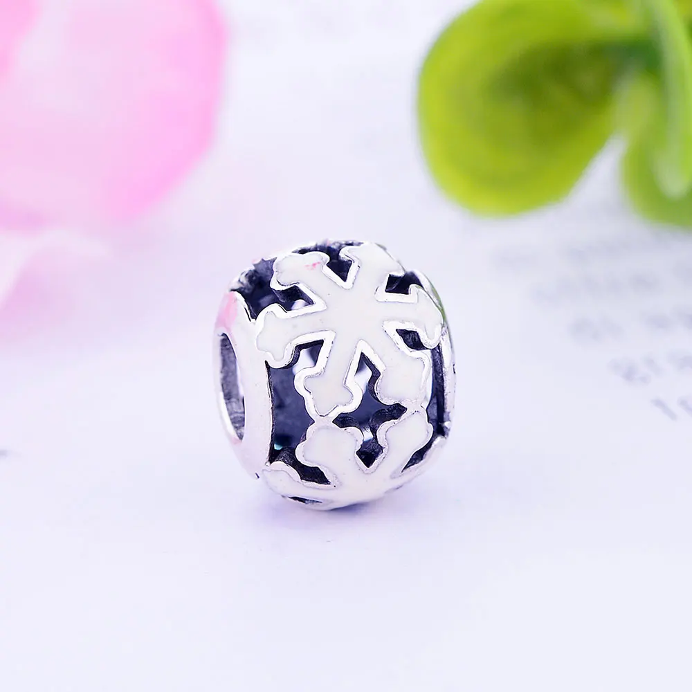 Оптовая продажа бусины из стерлингового серебра 925 пробы в форме снежинки