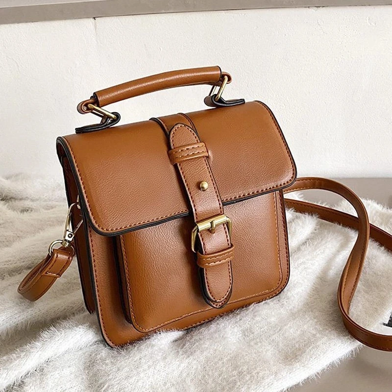 

Solid Color Pu Leather Handbags For Women 2021 New Female Shoulder Bag Retro Daily Totes Lady Elegant Crossbody Hand Bag