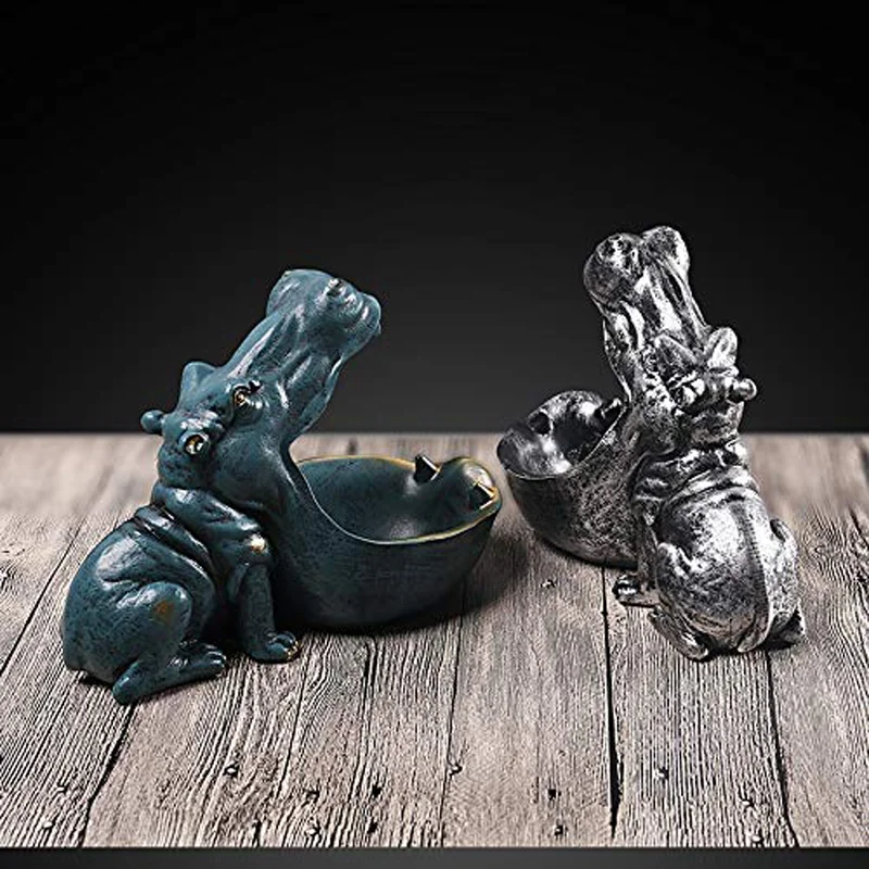 

Resin Hippo Key Candy Container Home Sculpture Figurine Storage Box Desktop Home Decor Office Hippopotamus Decoration Gift
