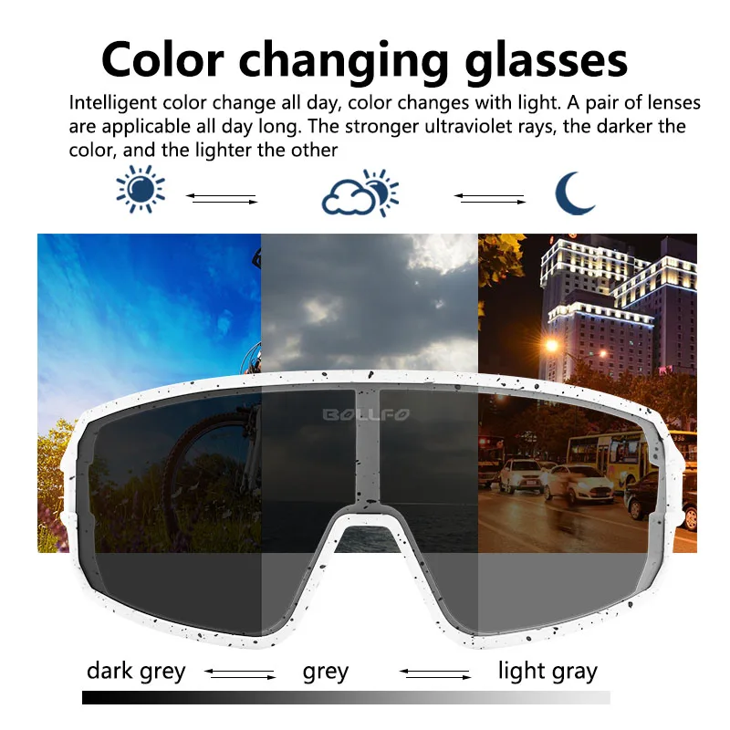 

BOLLFO Polarized Cycling Glasses Road Bike Cycling Eyewear Cycling Photochromic Sunglasses Mountain Bicycle Cycling Goggles