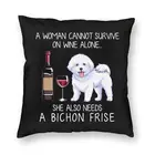 Наволочка Bichon Frise And Wine Square, домашний декор, подушки для любимых собак, наволочка для дивана с двусторонним принтом