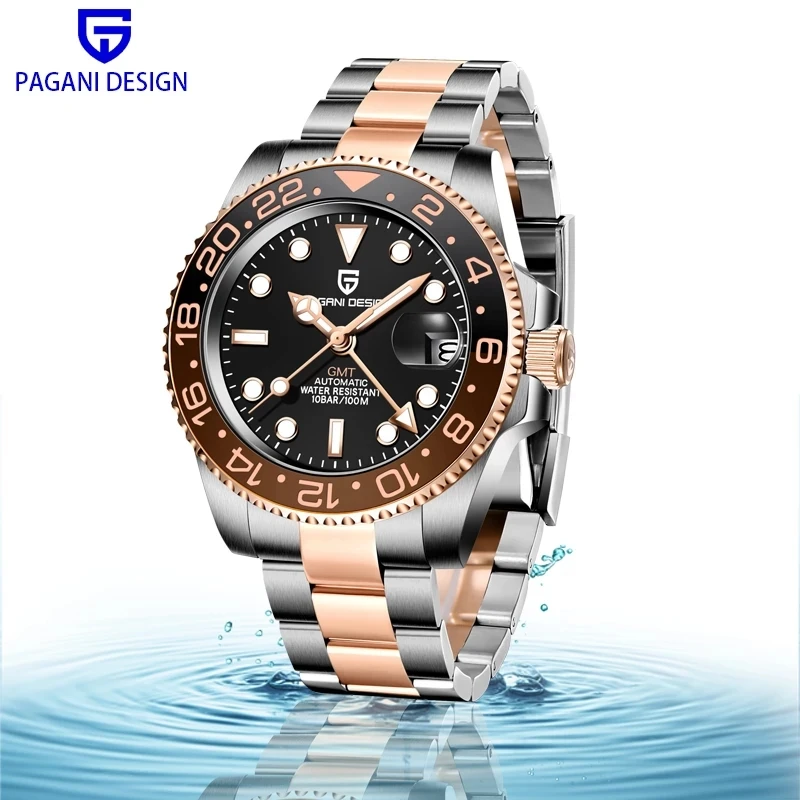 GMT PAGANI DESIGN 40mm Men's Watch Stainless Steel Sports Waterproof Mechanical Watch Top Brand Men's Business Automatic Watches