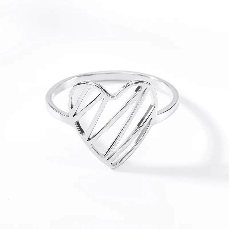 Кольца в форме сердца свадебные подарки модные ювелирные изделия из нержавеющей