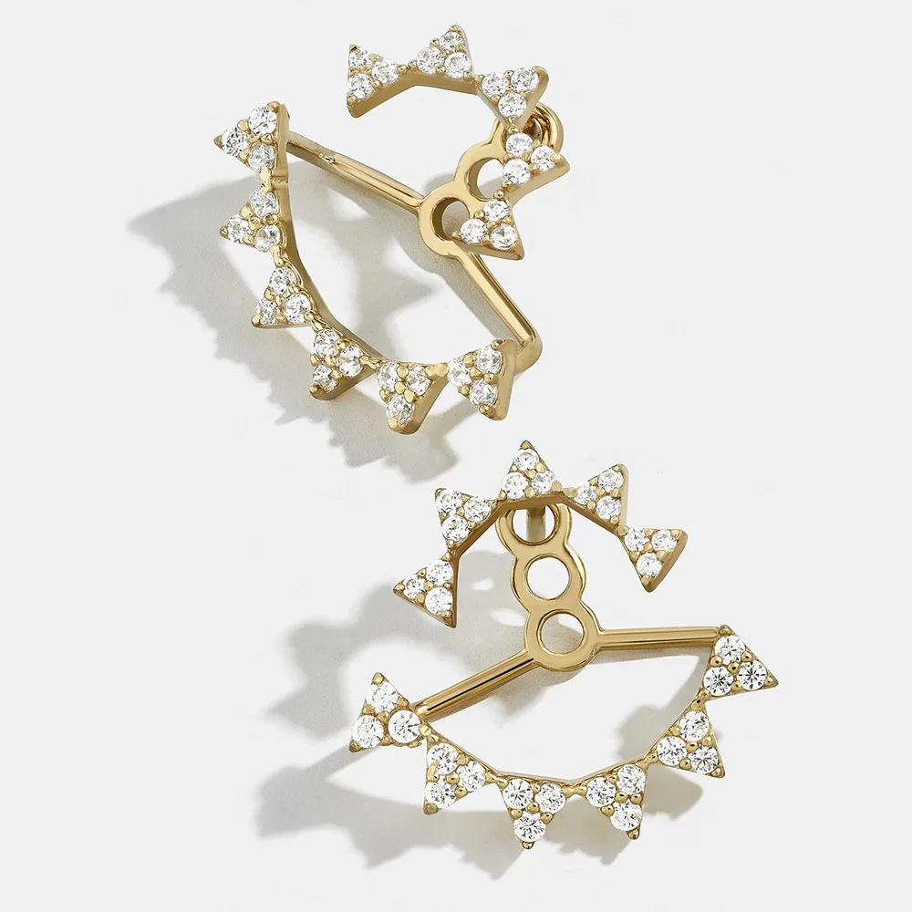 Серьги-гвоздики в виде снежинки женские элегантные полукруглые ювелирные