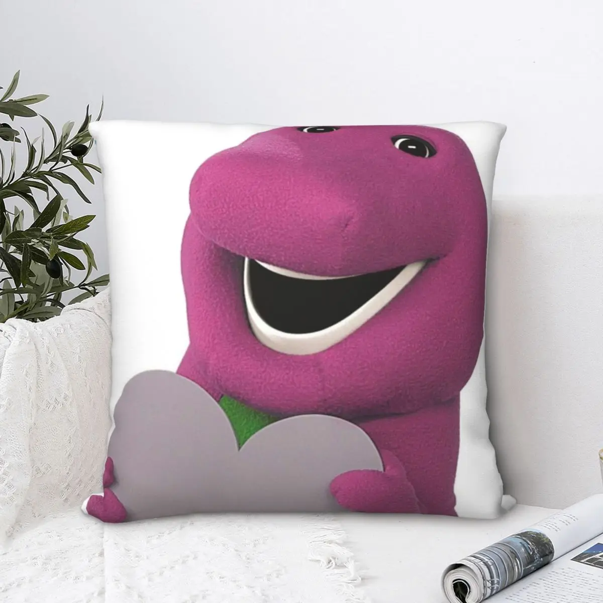

Barney With Heart Square Pillowcase Cushion Cover Spoof Home Decorative Pillow Case Sofa Seater Nordic 45*45cm