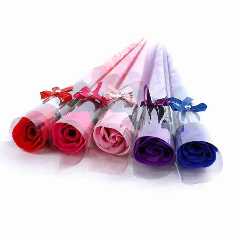 

1pc Rose Shaped Soap Decoration Soap Rose Flower Petals Essential Rose Soap Soap Soap Love Bath Flower Oil Gift 10colors E4Z4