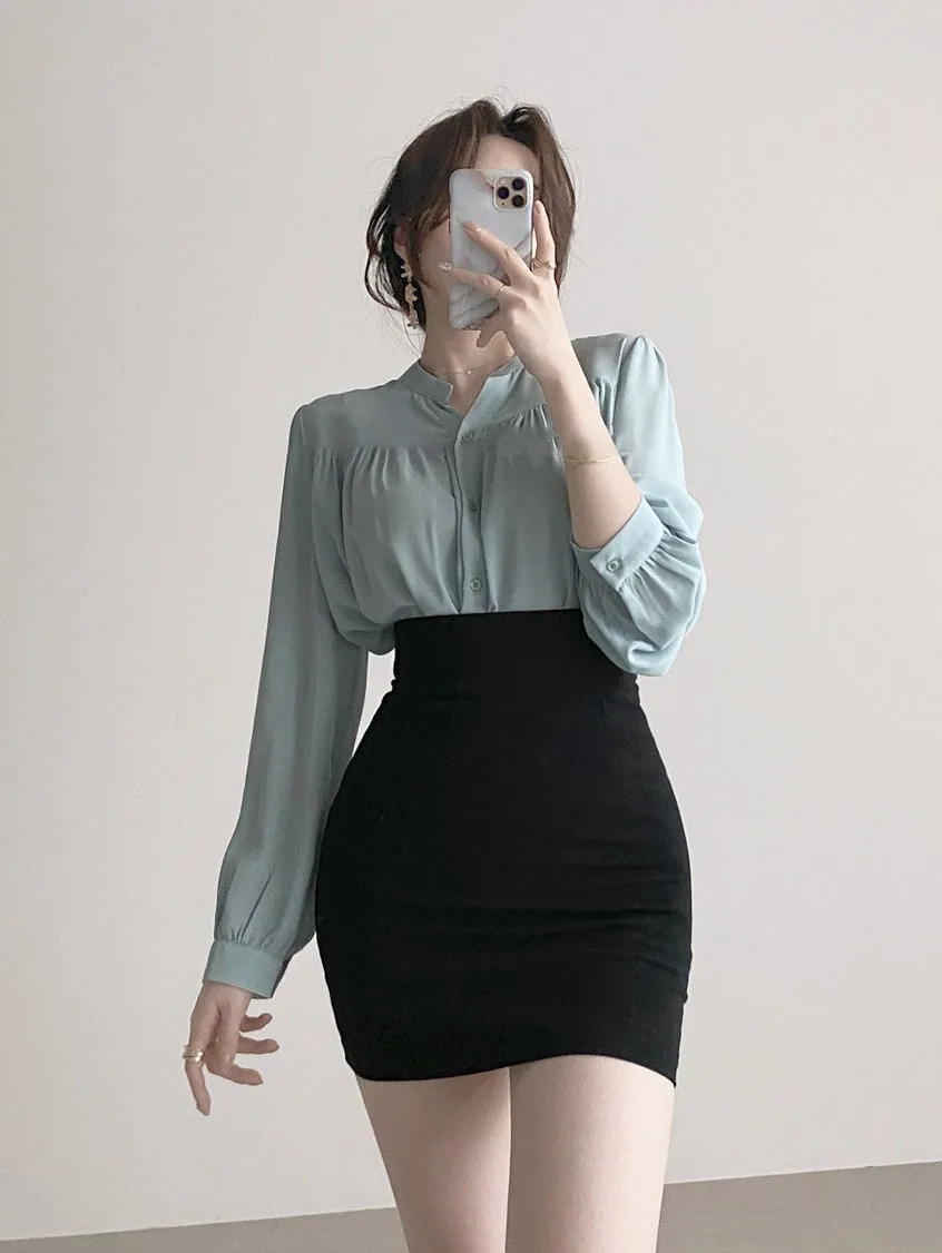 Женская юбка с завышенной талией CX черная трапециевидная тонкая сексуальная