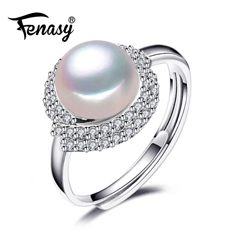Женское кольцо с натуральным пресноводным жемчугом серебристого цвета |