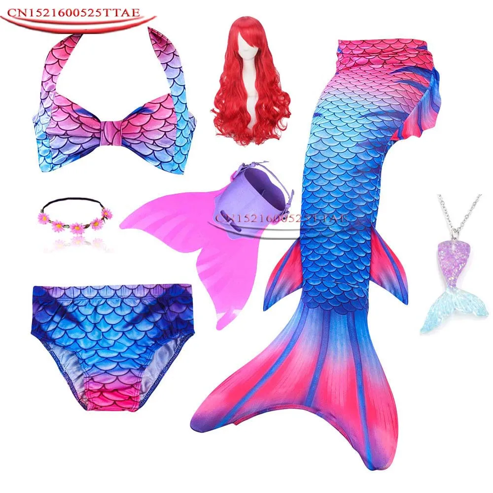 Детский купальный костюм русалки с хвостом моноластами для девочек бикини