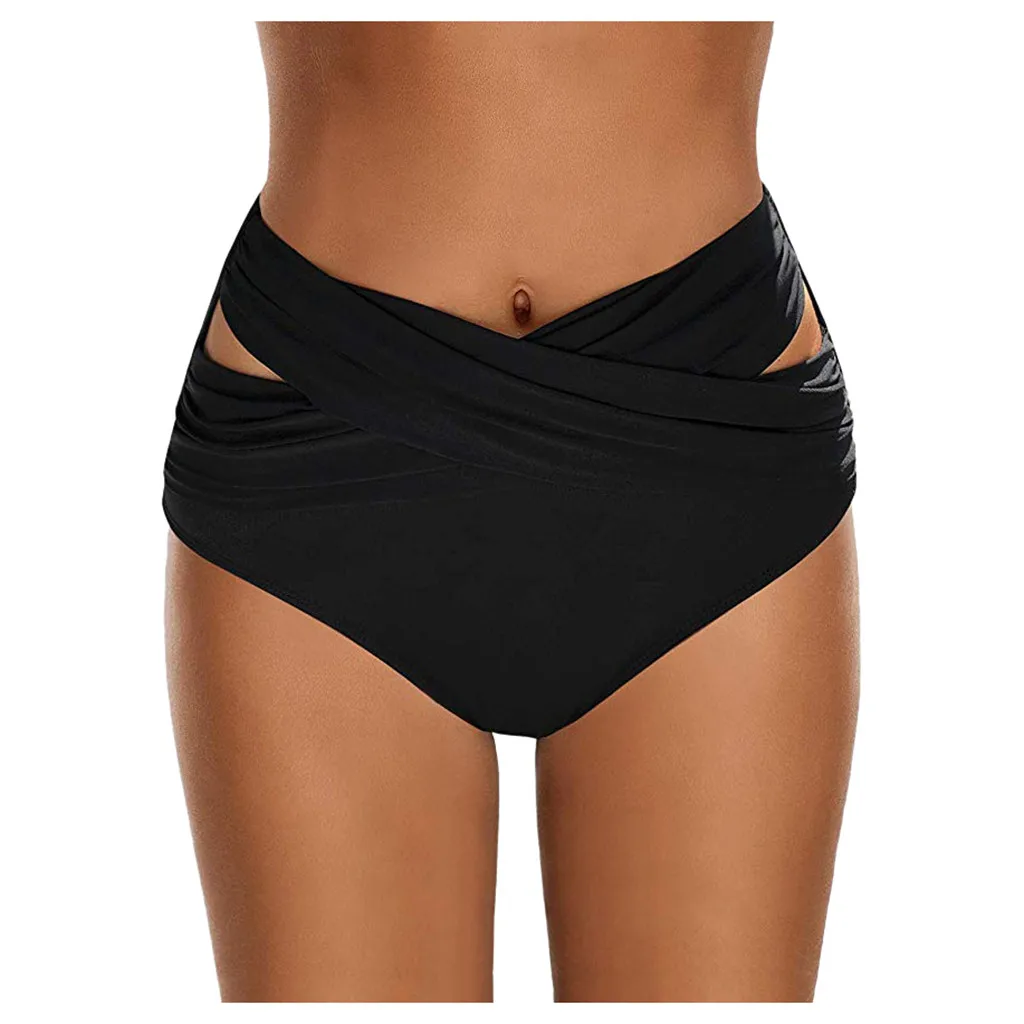 

Sexy Black Women's Swimming Trunks Plus Size Solid Swimsuit Bottom Fat Swim Shorts Boxer Briefs New Panties Tankini Bottom