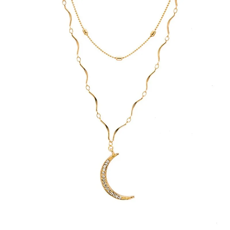 

Aesthetic Moon Choker Lady Multilayer Chain Conch Necklace Jewelry Girls Bohemia Short Necklaces Chain Women Collier