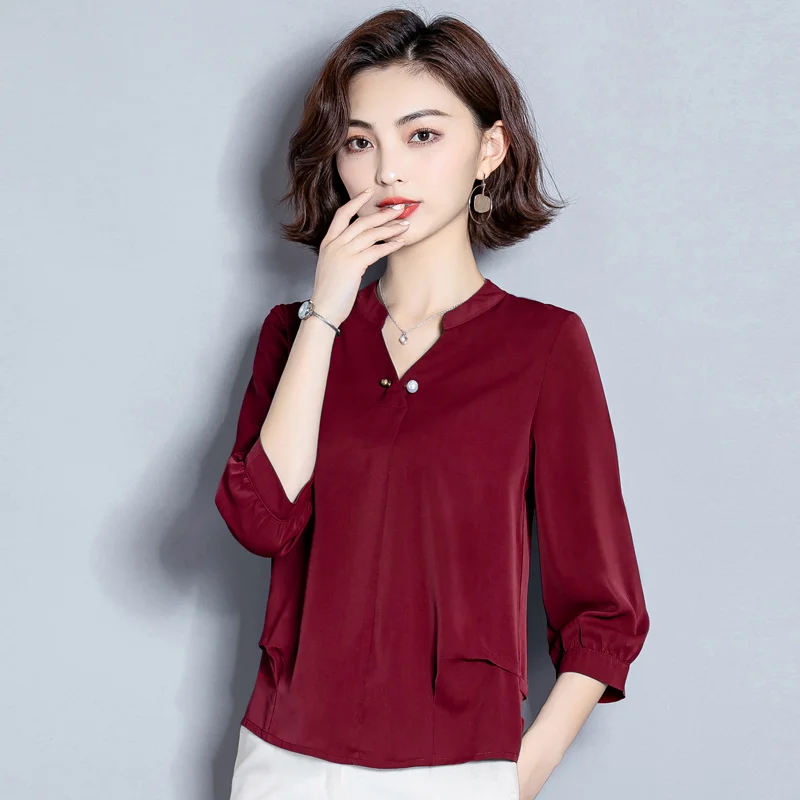 Женская шифоновая блузка COIGARSAM свободная с коротким рукавом темно-зеленый синий