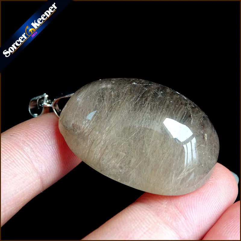 Подлинное натуральное золото рутилированный кварц кристалл Кабошон ожерелье