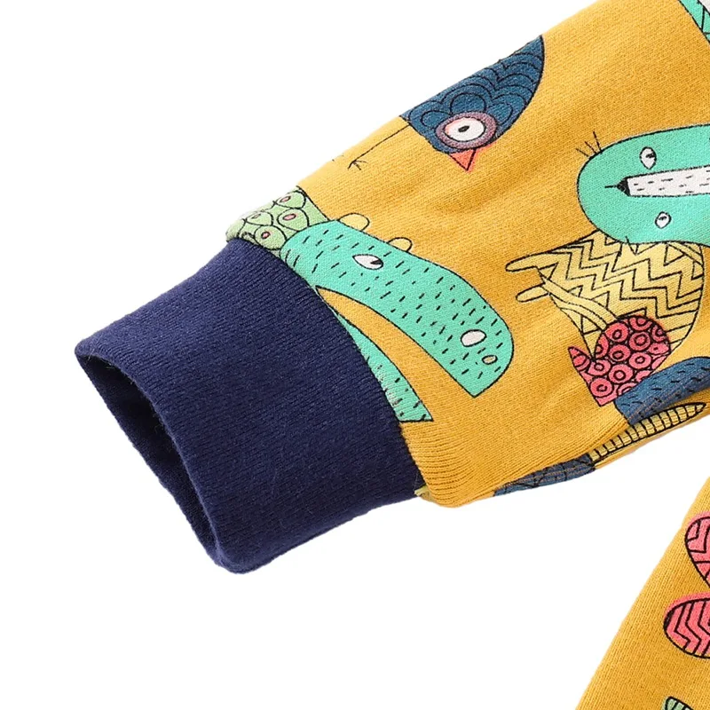 Осенний детский хлопковый комбинезон с длинными рукавами и рисунком из