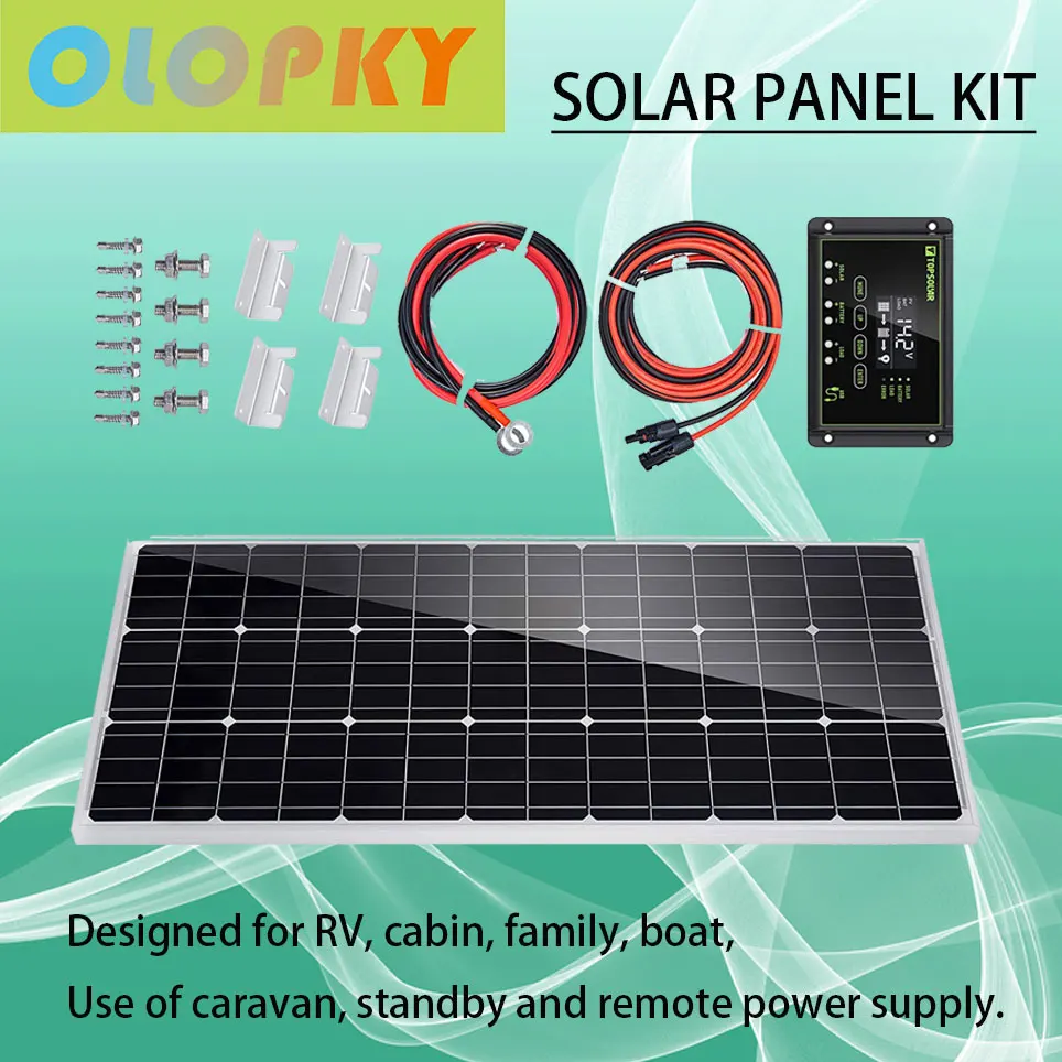 

2021 100w Solar panel kit 100W 12V single crystal off grid system, which can withstand strong wind