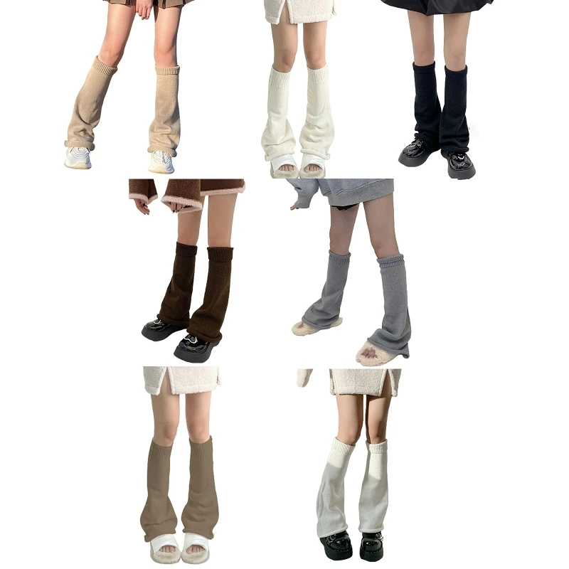 

Women Lolita Socks Leg Warmers Knitted Foot Cover Knee High Footless Boot Cuff L5YB