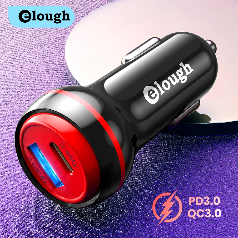 

Elough USB Quick Charger 3A Type C Car Charger Fast Charging Baseus 20W 2A QC3.0 PD3.0 for iPhone Samsung Xiaomi Huawei Charger