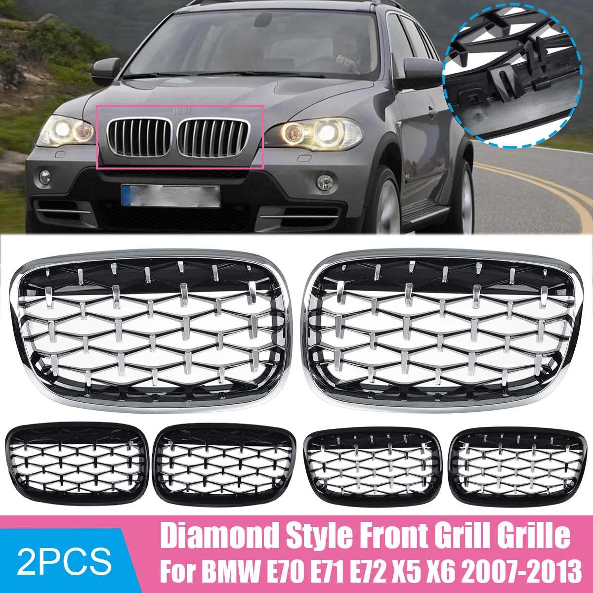 

Передняя решетка для BMW X5 X6 E70 E71 2007 2008 2009 2010 2011 2012 2013