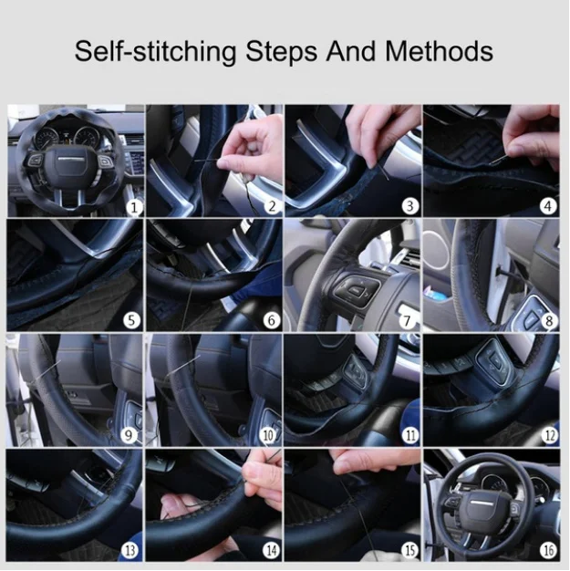 

Stuurhoes Auto Funda Cubre Volante Coche Car Steering Wheel Cover Soft Leather Non-slip Steering Wheel Cover with Needles