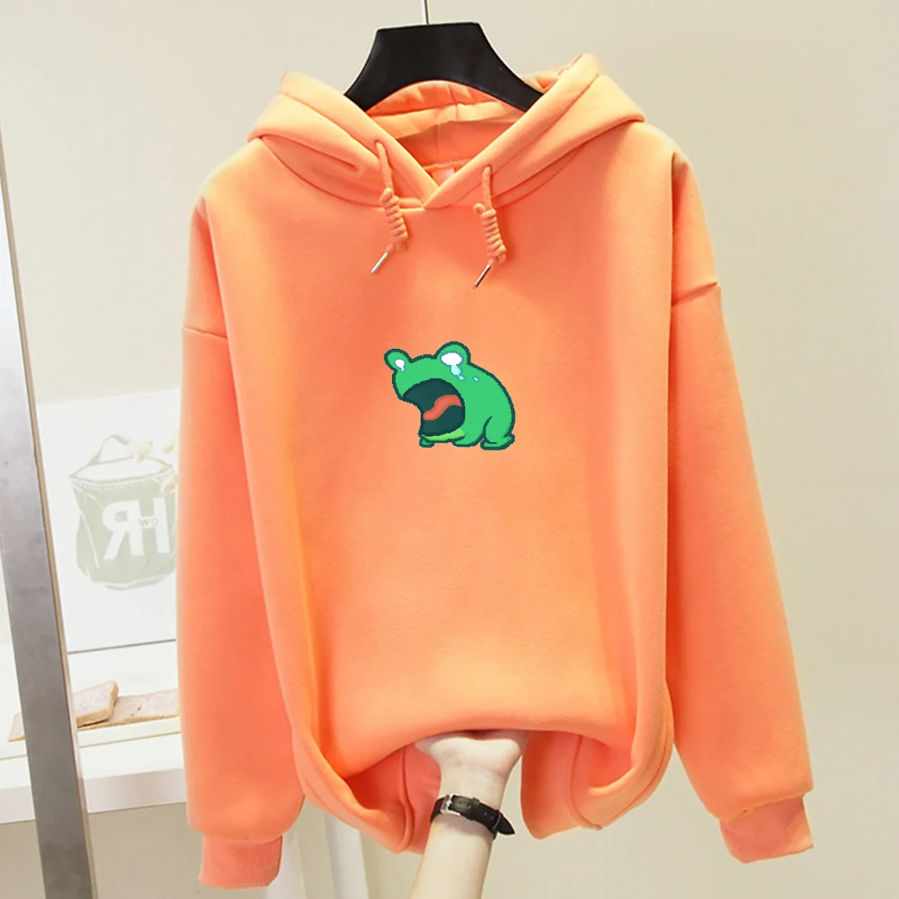 Thick Sweatshirt Women Hoodies Woman Harajuku Sad Frog Korean Ulzzang Hoodie Winter Cute Korean Ulzzang Clothes Women Sweetshirt