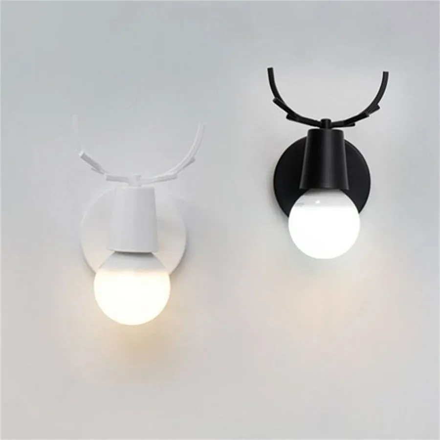 

Antler Wall Lamp Nordic Modern Iron Wooden Wall Light for Bathroom Bedroom Living Children's Room Bedside Stair Home Lights E27