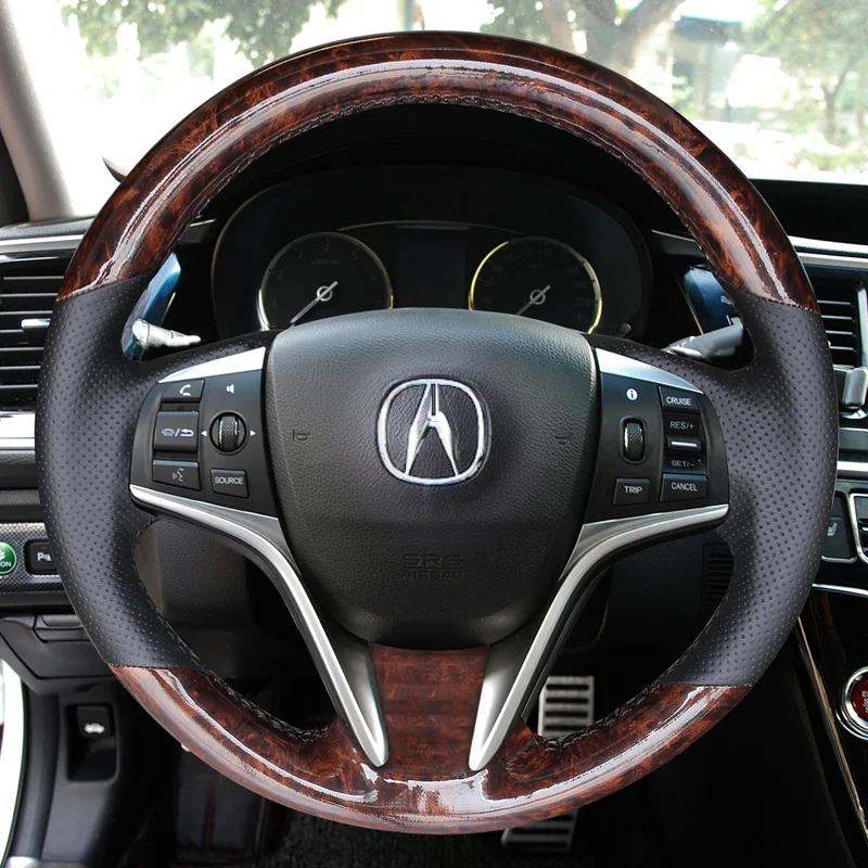 

New for Acura CDX Tlx-l RDX Peach Like Interior Upholstery Suede Hand Sewn Leather Steering Wheel Cover Car Assessoires