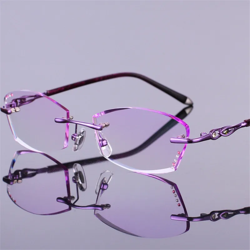 

Women's Frameless Finished Products Prescription Optical Prescription Glasses Beautiful Trimmed Glasses Frame Fashion 00003