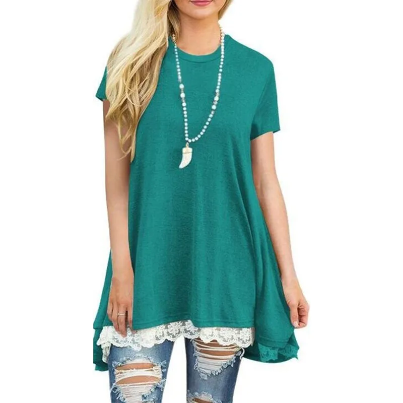 Женская Осенняя одежда, платье для беременных, свободное хлопковое платье для беременных, кружевная одежда, S-XXL платье для беременных - Цвет: Green short sleeve