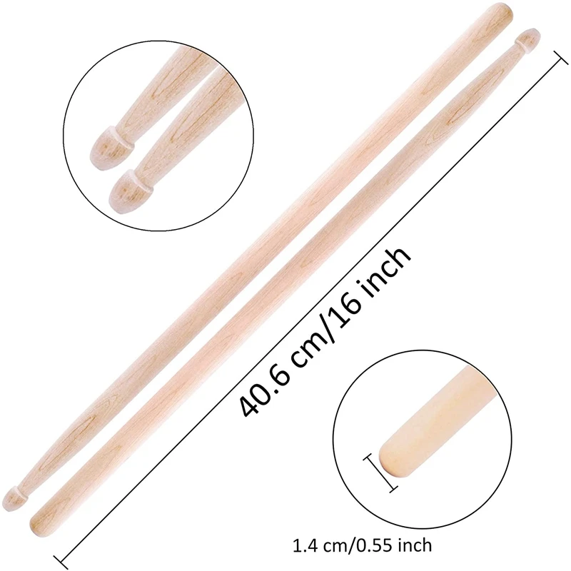 

5A Hard Maple Wood Drum Sticks and Retractable Drum Wire Brushes Set with a Storage Bag Drum Accessories Kit